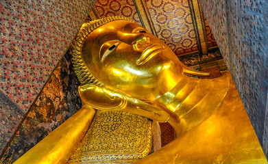 Reclining Buddha in Wat Pho in Bangkok, Thailand