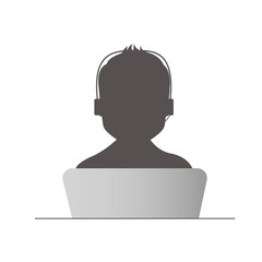 Call center operator with headset, Support Services, Online Support Center, Flat Designed Vector Illustration