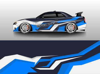 Obraz premium Car wrap livery decal vector , supercar, rally, drift . Graphic abstract stripe racing background . Eps 10 