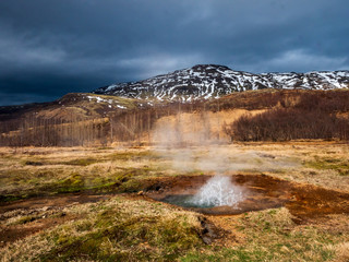 Geysir Geothermal Water Spring area in Iceland