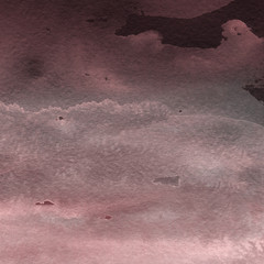 Red ink and watercolor texture on white paper background. Paint leaks and ombre effects. Hand painted abstract image.