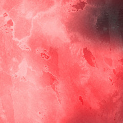 Red ink and watercolor texture on white paper background. Paint leaks and ombre effects. Hand painted abstract image.