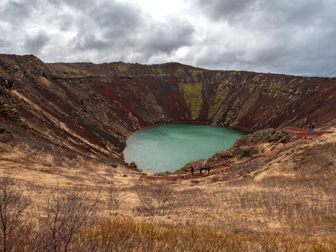 Iceland Vulcano Crater at Kerio as a Tourist Attraction at the Golden Circle