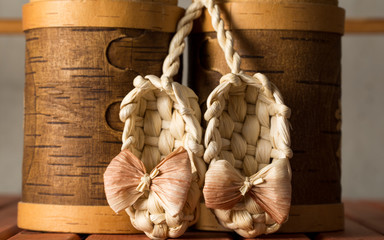 Decorative wicker shoes