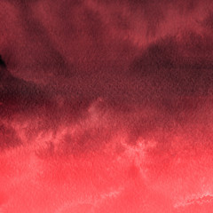 Red ink and watercolor texture on white paper background. Paint leaks and ombre effects. Hand painted abstract image.