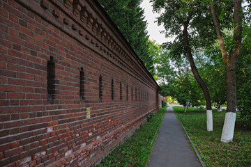 Old brick fortress wall in Sergiev Posad