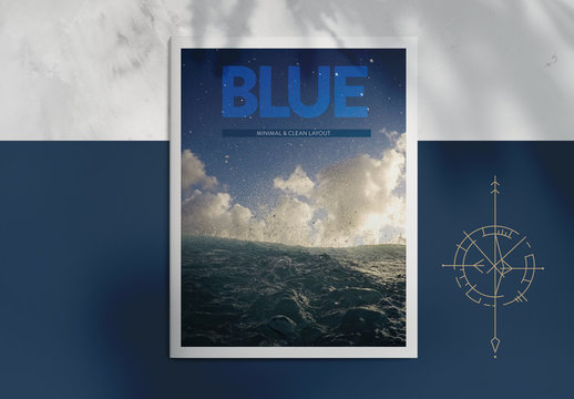 Blue Magazine Layout With Graphic Accents