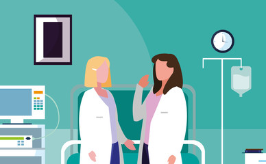 female medicine workers in operating theater