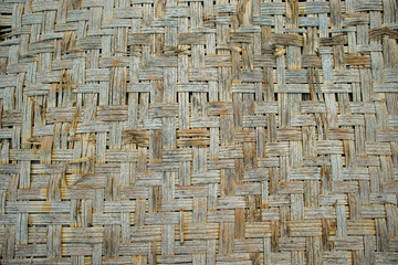 old bamboo basketry mat hand made.
