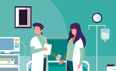 couple medicine workers in operating theater