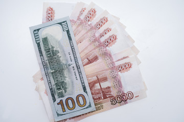 The dollars and the rubles. Business concept.