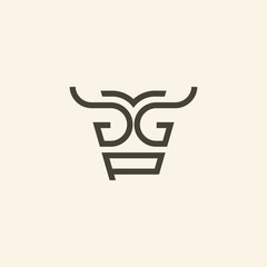 Cow - Letter G & P - Vector logo template