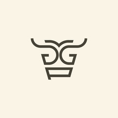 Cow - Letter G & P - Vector logo template