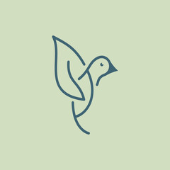 Outline Leaf Bird Logo - Vector logo template