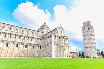 Leaning Tower of Pisa at Square of Miracles in Pisa City
