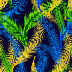 Mardi gras seamless pattern with feathers on dark