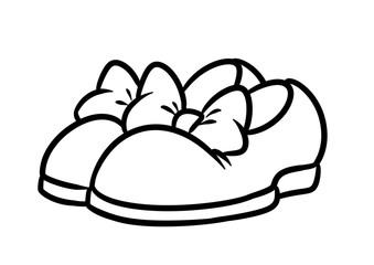 Little baby girls  shoes glamor cartoon illustration isolated image coloring page
