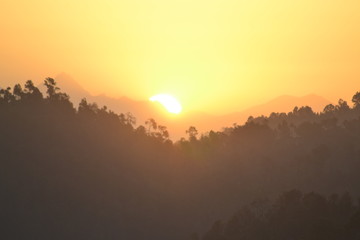 Sunrise in kausani uttarakhand India