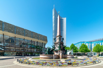 Leipzig, Augustusplatz, Mendebrunnen, Innenstadt