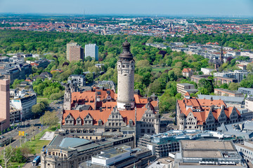 Leipzig, neues Rathaus, Luftaufnahme