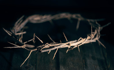 Jesus Crown of Thorn in a Dark Moody Environment