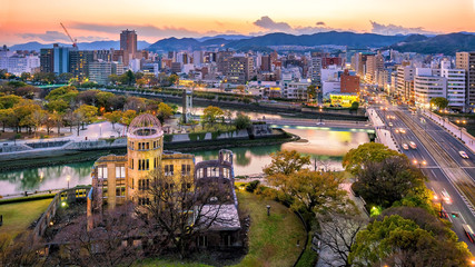 View of Hiroshima skyline with the atomic bomb dome