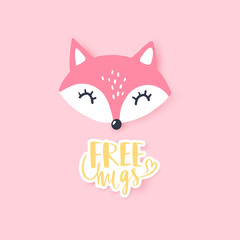 Cute little fox. Vector animal illustration. Hand drawn cartoon fox.
