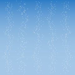 Small air bubbles on blue background. Texture for sparkling water, champagne, underwater world.