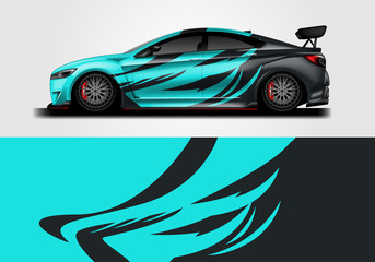 Obraz premium Sticker car design vector. Graphic abstract background designs for vehicle, race car, rally, livery 
