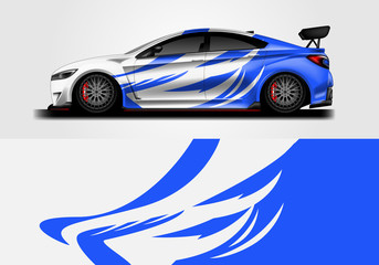 Car wrap decal rally design vector. Graphic abstract background designs for vehicle 