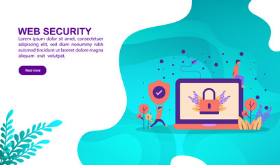 Web security illustration concept with character. Template for, banner, presentation, social media, poster, advertising, promotion