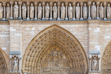 Paris, Notre-Dame cathedral in the ile de la Cite, the kings gallery on the western facade