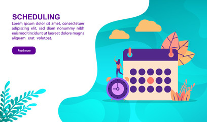 Scheduling illustration concept with character. Template for, banner, presentation, social media, poster, advertising, promotion