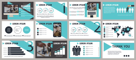 This blue template is the best as a business presentation, used in marketing and advertising, flyer and banner, the annual report. Elements on a dark grey background