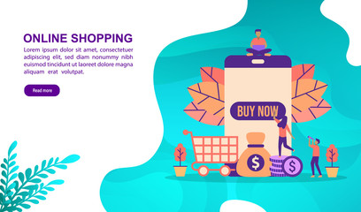 Online shopping illustration concept with character. Template for, banner, presentation, social media, poster, advertising, promotion