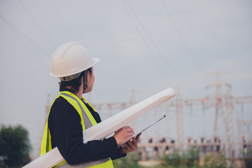 Asian engineer working at power plant,Thailand people