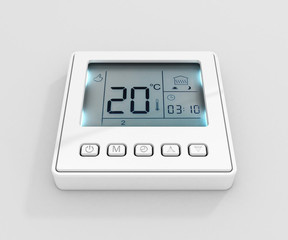 Digital programmable thermostat isolated on white background 3d render