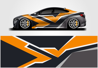 Plakat Car wrap decal rally design vector. Graphic abstract background designs for vehicle 
