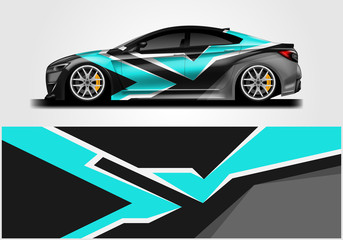 Car wrap decal rally design vector. Graphic abstract background designs for vehicle 