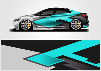 Car wrap decal rally design vector. Graphic abstract background designs for vehicle 