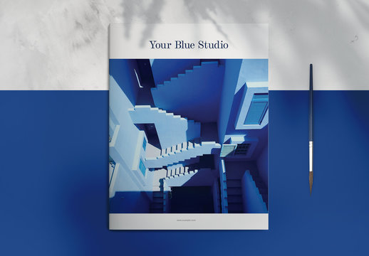 Brochure Layout with Blue Accents