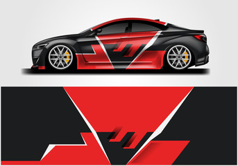 Fototapeta premium Car wrap decal rally design vector. Graphic abstract background designs for vehicle 
