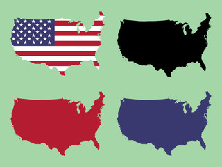 USA map with national flag decoration