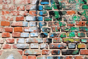 muro con mattoni colorati, wall with colored bricks as texture