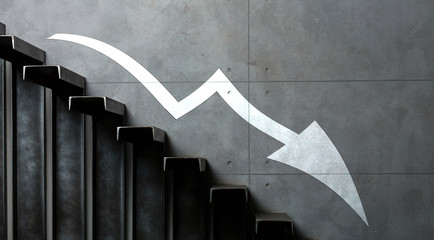 down the steps over grey background © Angelov