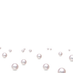 Scattered white pearl. Collection. Luxury Beautiful Shining Jewellery Background with Pearls