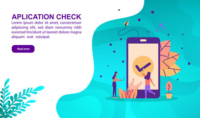 Aplication check illustration concept with character. Template for, banner, presentation, social media, poster, advertising, promotion