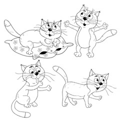A cute cartoon kitten. Coloring page. Illustration for children. Funny characters isolated on white background