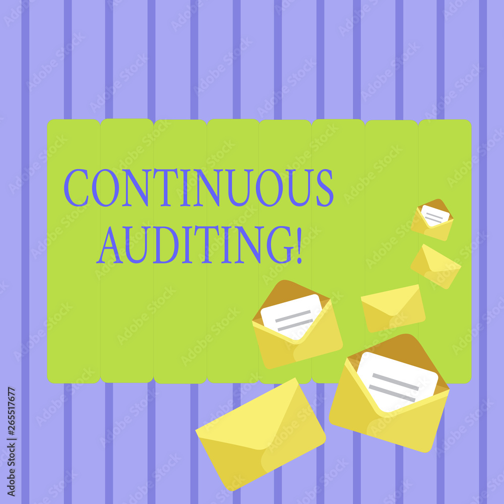 Poster writing note showing continuous auditing. business concept for internal process that examines accoun