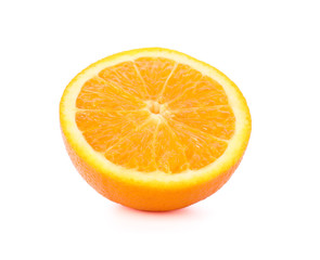Half orange isolated on white background. Citrus food